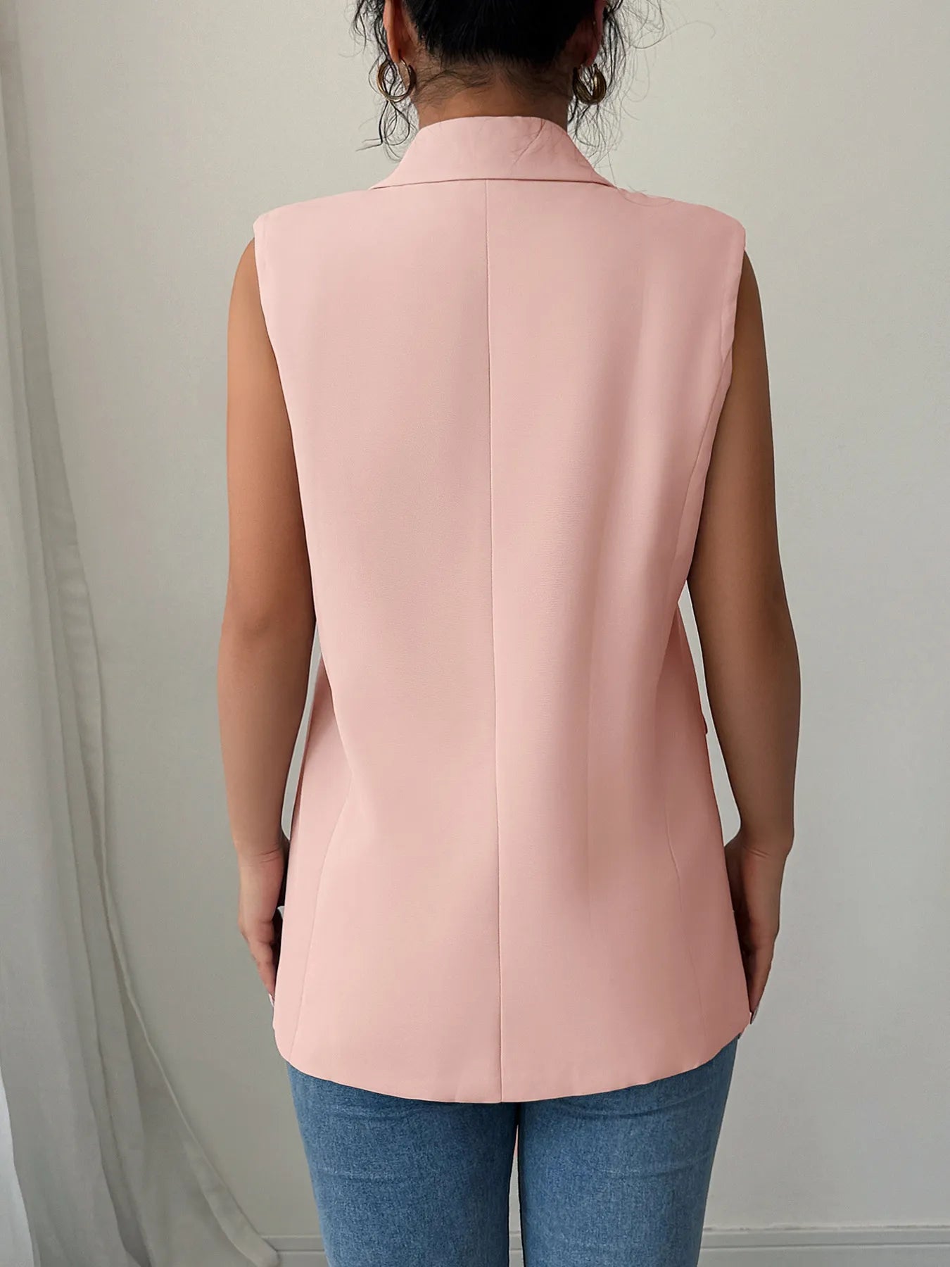 One Button V-Neck Blazer Vest Coat - Tigbul's Variety Fashion Shop