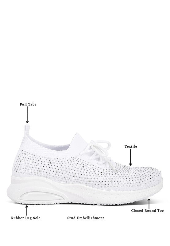 Elizha Stud Embellished Lace Up Sneakers - Tigbul's Variety Fashion Shop