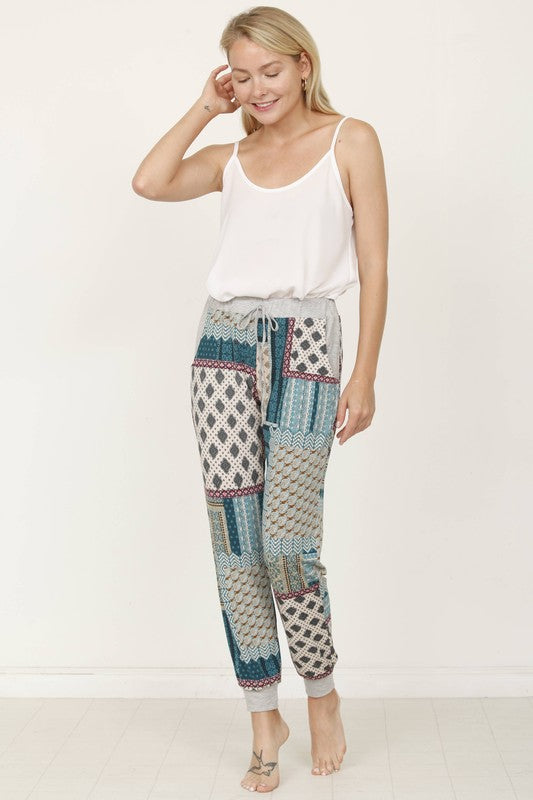 Plus Quilted Print Joggers - Tigbul's Variety Fashion Shop