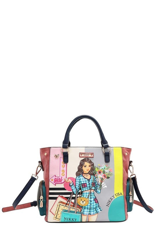 Nicole Lee USA Eco-Leather Handbag with Side Pockets - Tigbul's Variety Fashion Shop