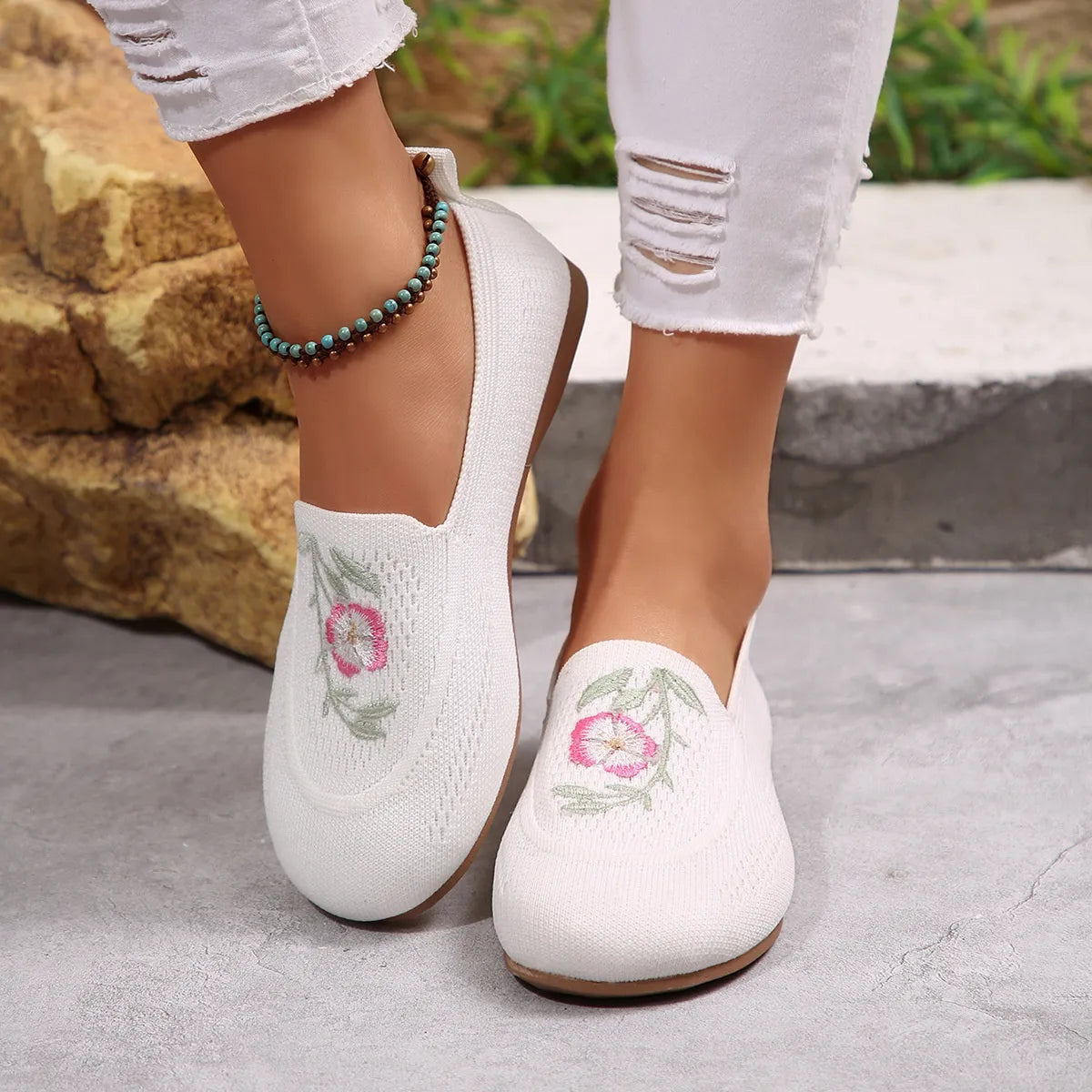 Embroidered Mesh Slip-Ons - Tigbul's Variety Fashion Shop