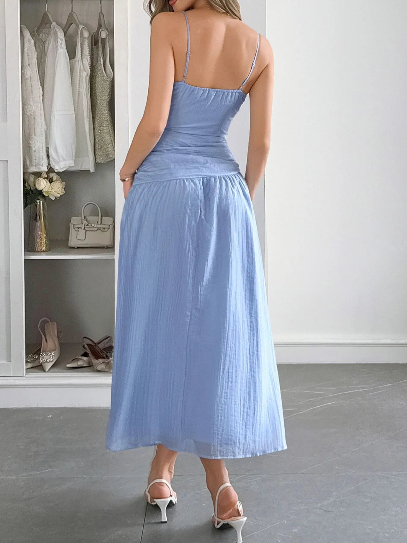 Cutout V-Neck Sleeveless Midi Dress - Tigbul's Variety Fashion Shop
