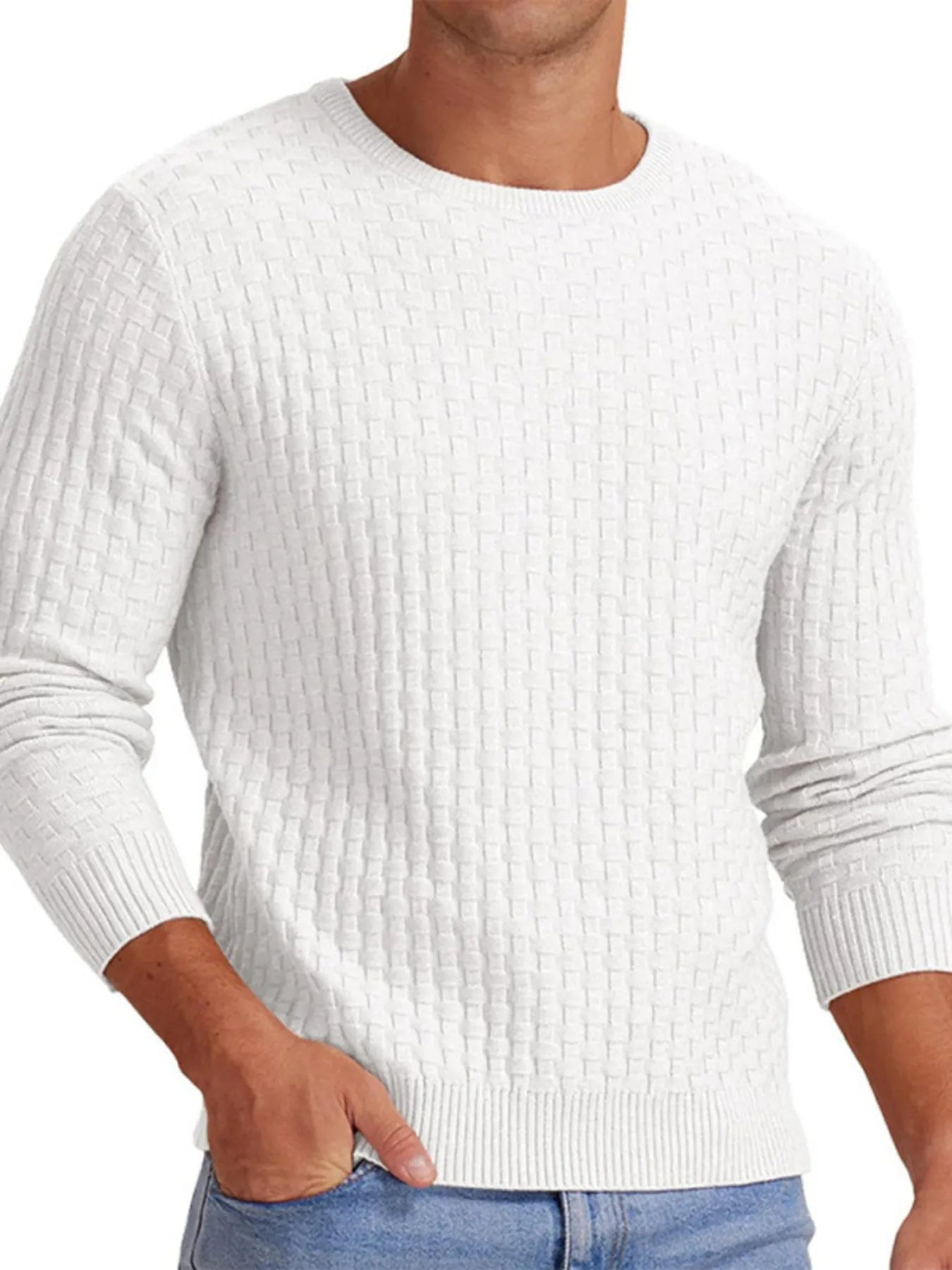 Men's Full Size Ribbed Hem Round Neck Sweater Plus Size - Tigbul's Variety Fashion Shop