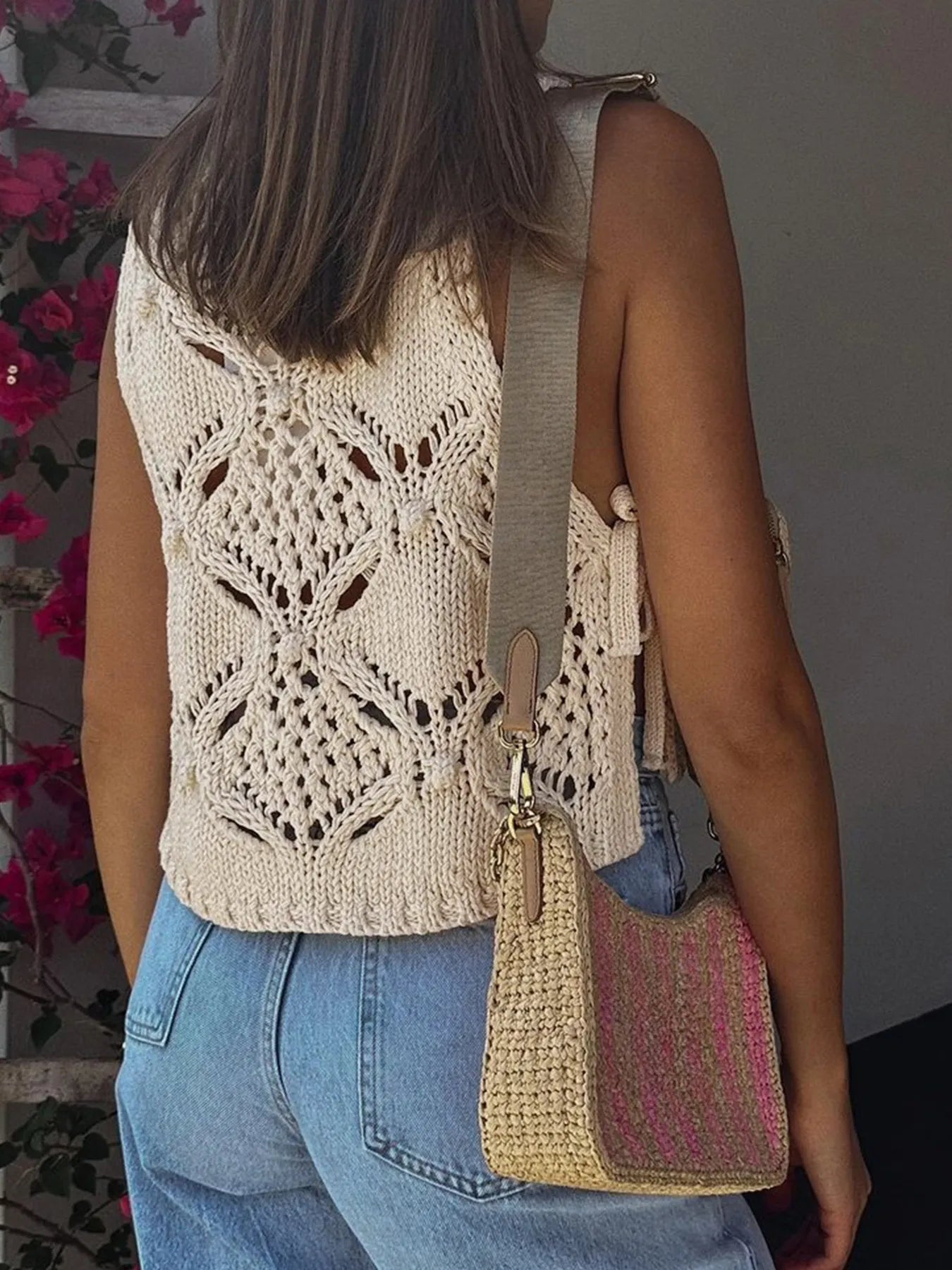Crochet Hollow Out Sweater Vest - Tigbul's Variety Fashion Shop