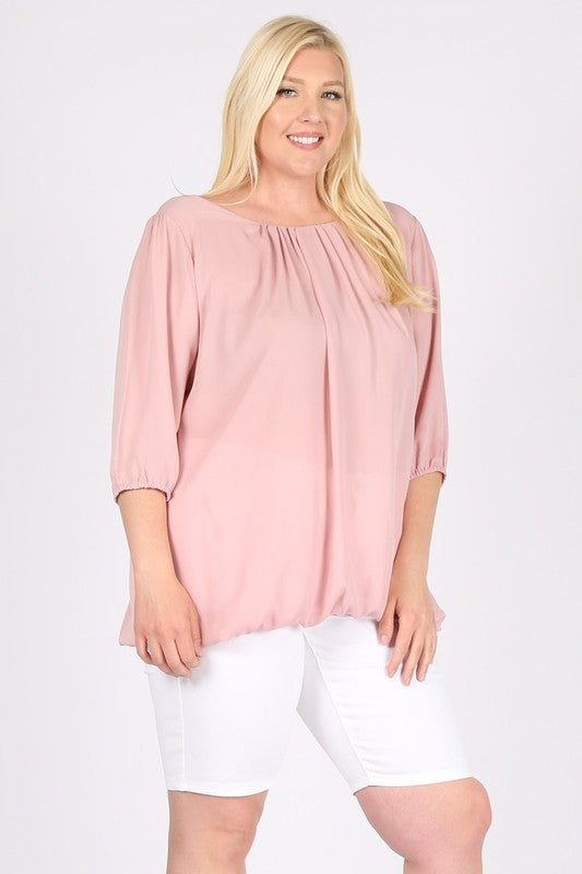 Plus Size Ruffle Round Neck TOP - Tigbul's Variety Fashion Shop