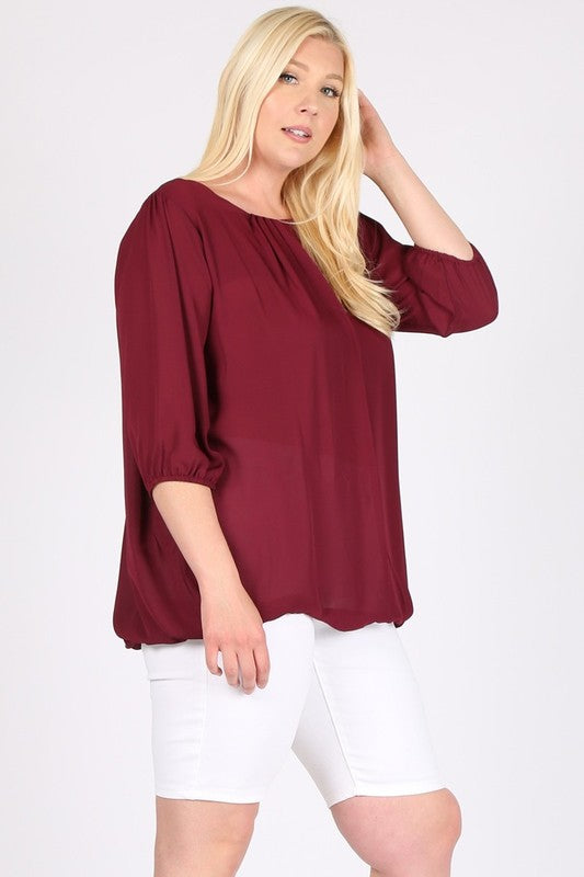 Plus Size Ruffle Round Neck TOP - Tigbul's Variety Fashion Shop