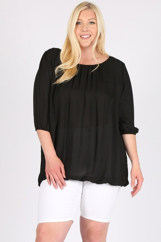 Plus Size Ruffle Round Neck TOP - Tigbul's Variety Fashion Shop