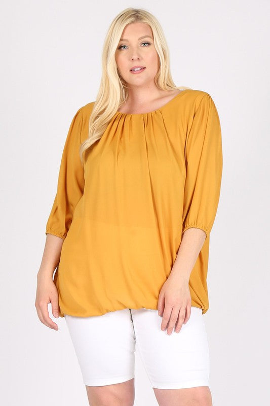 Plus Size Ruffle Round Neck TOP - Tigbul's Variety Fashion Shop