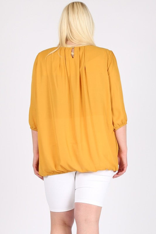 Plus Size Ruffle Round Neck TOP - Tigbul's Variety Fashion Shop
