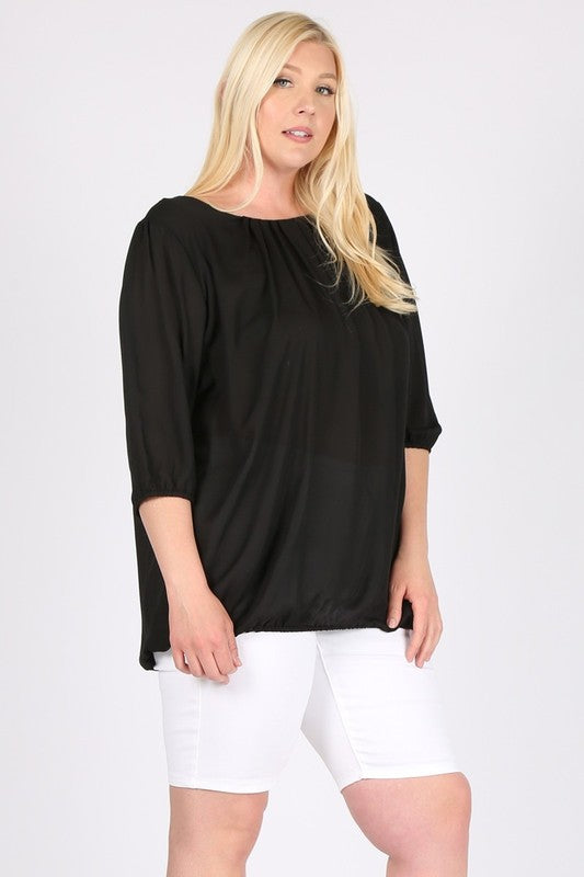 Plus Size Ruffle Round Neck TOP - Tigbul's Variety Fashion Shop