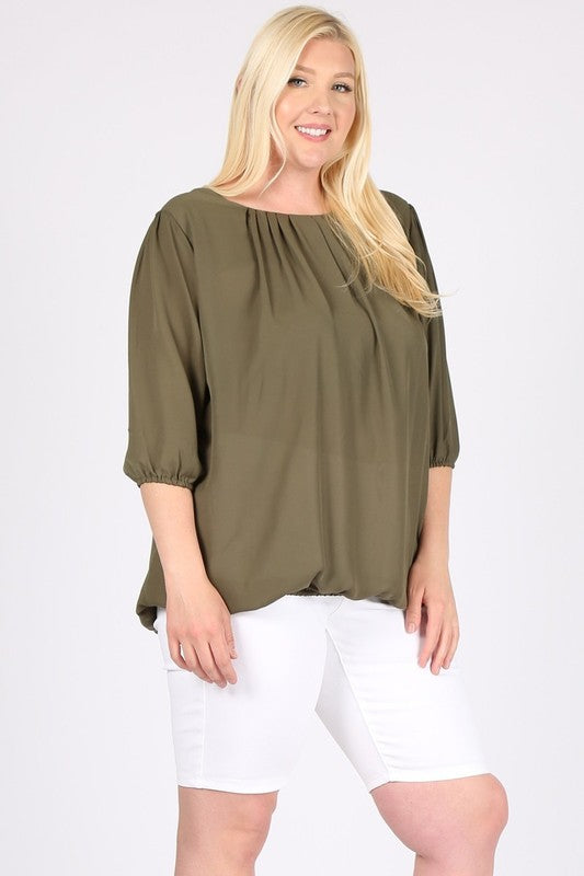 Plus Size Ruffle Round Neck TOP - Tigbul's Variety Fashion Shop