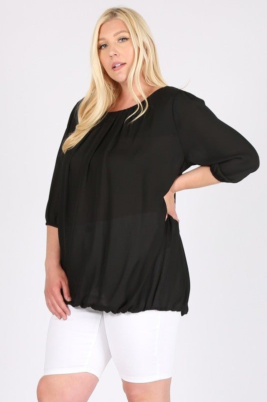 Plus Size Ruffle Round Neck TOP - Tigbul's Variety Fashion Shop