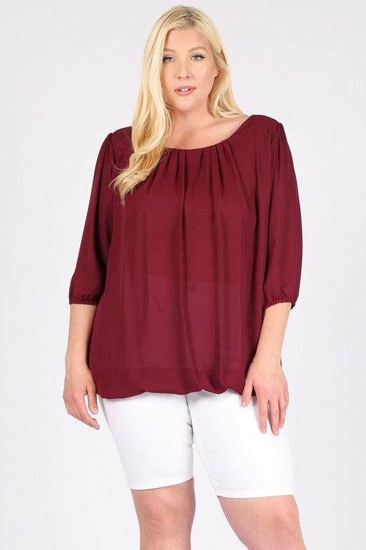 Plus Size Ruffle Round Neck TOP - Tigbul's Variety Fashion Shop