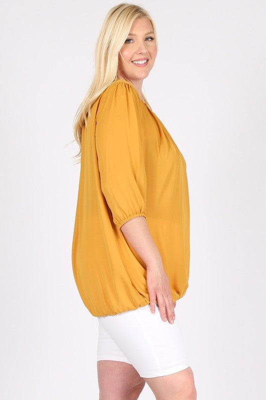 Plus Size Ruffle Round Neck TOP - Tigbul's Variety Fashion Shop