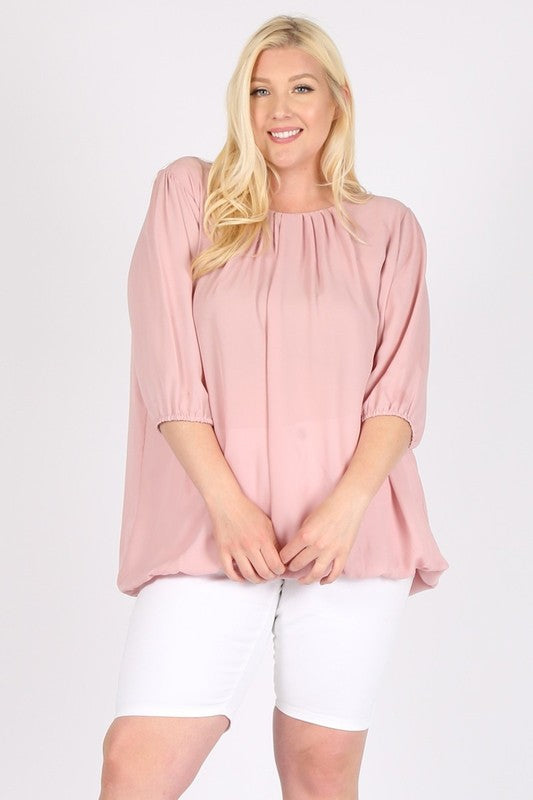 Plus Size Ruffle Round Neck TOP - Tigbul's Variety Fashion Shop