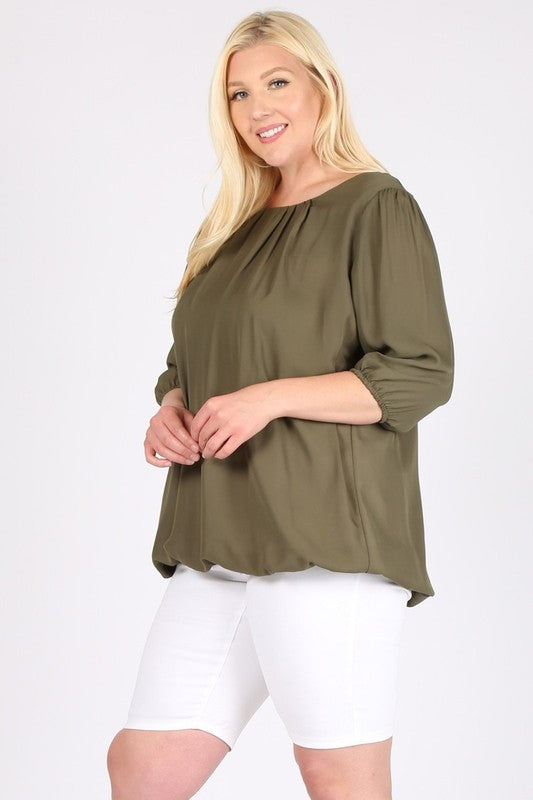 Plus Size Ruffle Round Neck TOP - Tigbul's Variety Fashion Shop