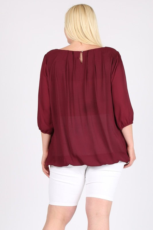 Plus Size Ruffle Round Neck TOP - Tigbul's Variety Fashion Shop