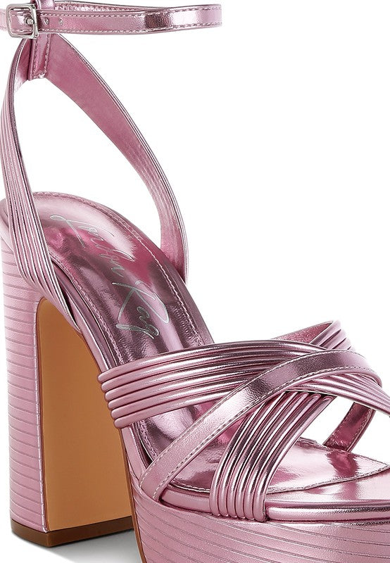 Socialite Metallic Ankle Strap Heel Sandals - Tigbul's Variety Fashion Shop