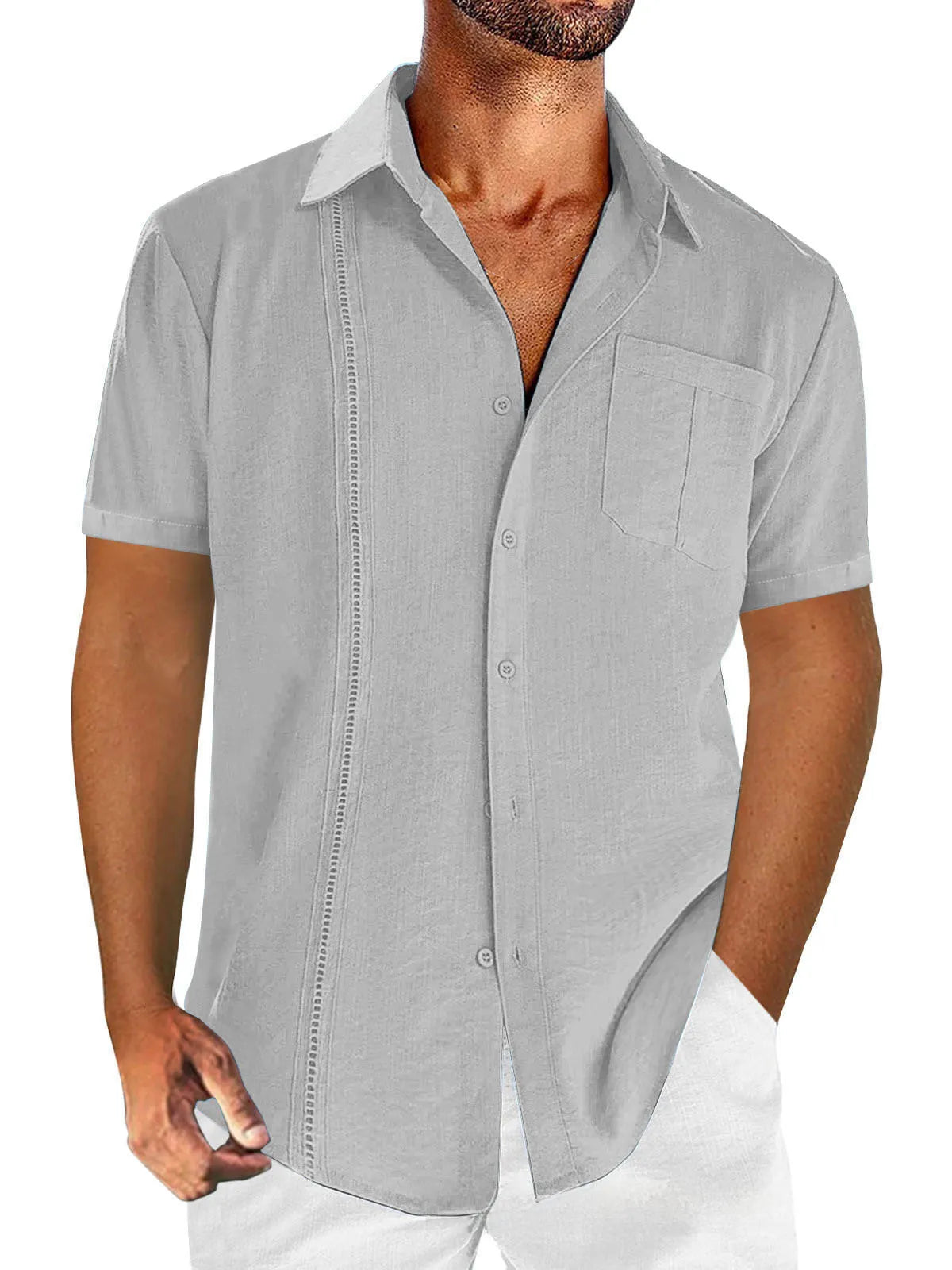 Men's Full Size Casual Short Sleeve Button Down Shirt Plus Size - Tigbul's Variety Fashion Shop
