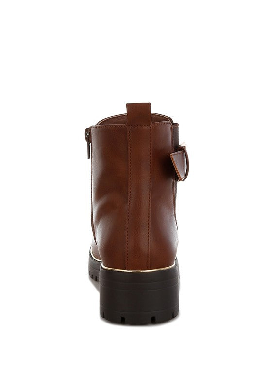 Antorin Chunky Buckle Detail Ankle Boots - Tigbul's Variety Fashion Shop
