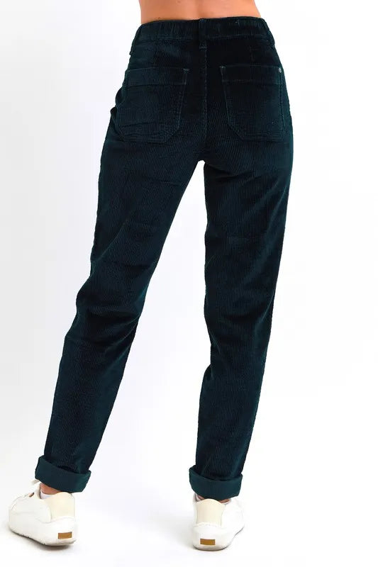 Judy Blue Green High Waist Corduroy Cuffed Jogger Plus Size - Tigbul's Variety Fashion Shop