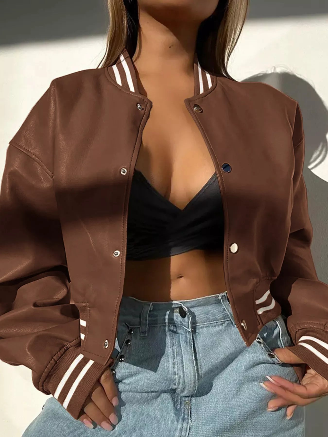 Snap Down Long Sleeve Jacket - Tigbul's Variety Fashion Shop