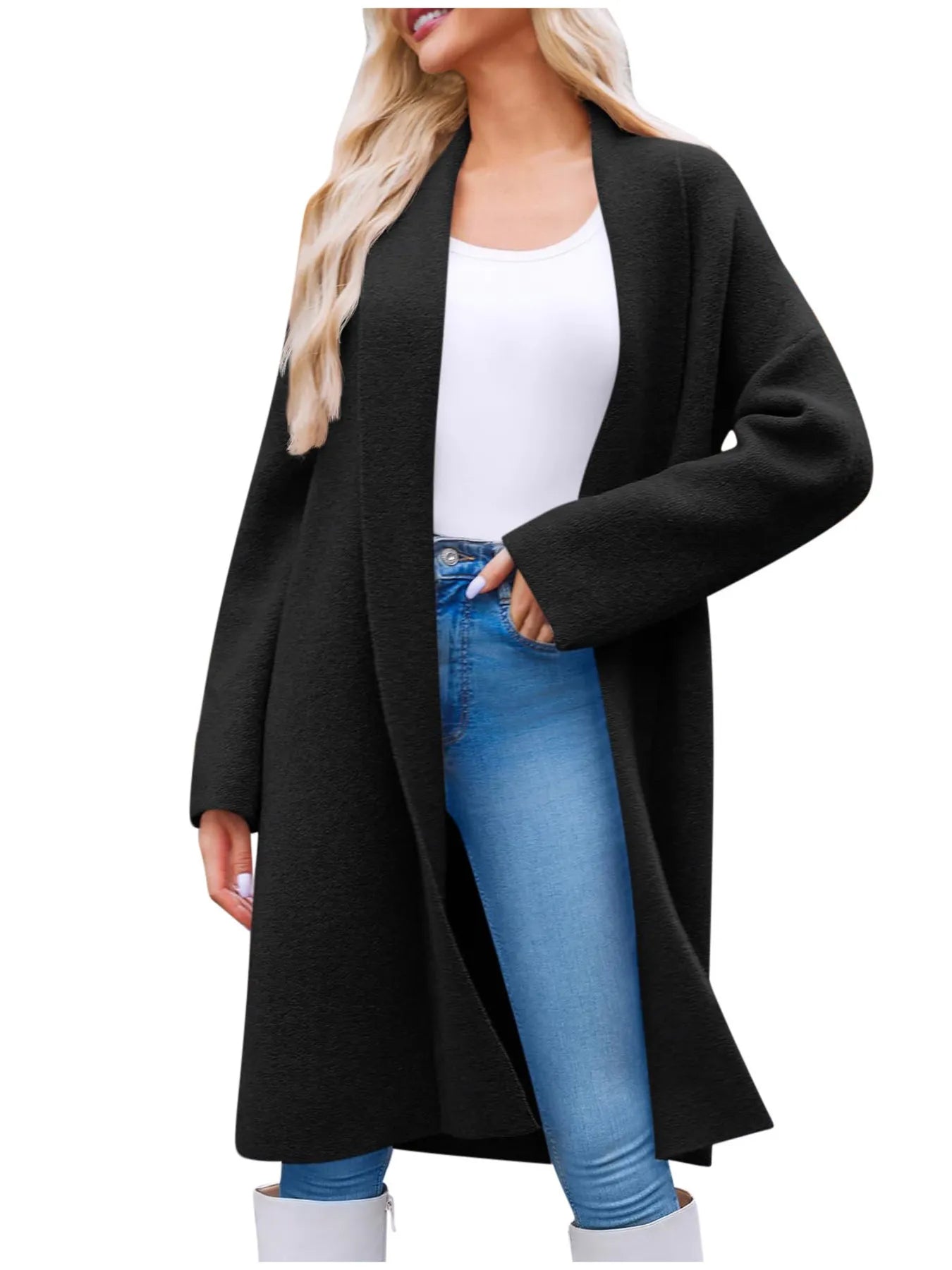 Open Front Longline Coat - Tigbul's Variety Fashion Shop
