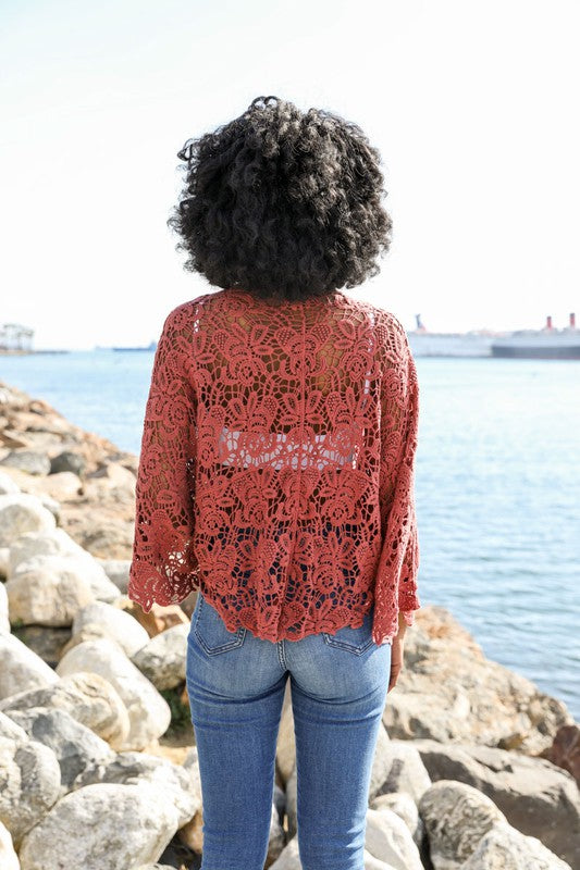 Crochet Floral Petal Kimono Wrap - Tigbul's Variety Fashion Shop
