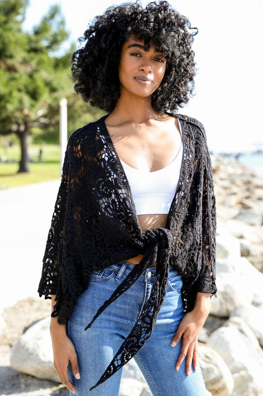 Crochet Floral Petal Kimono Wrap - Tigbul's Variety Fashion Shop