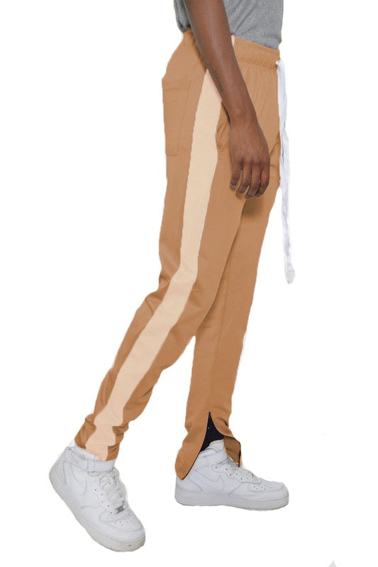 Men's Track Pants with Ankle Zipper and a Solid Side Stripe - Tigbuls Variety Fashion