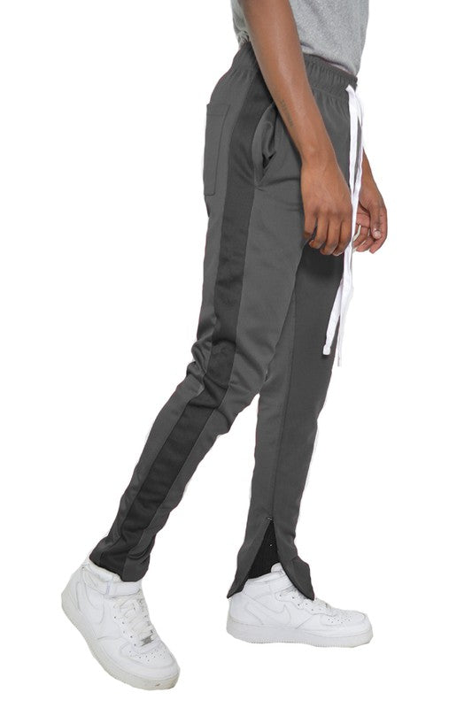 Men's Track Pants with Ankle Zipper and a Solid Side Stripe - Tigbuls Variety Fashion
