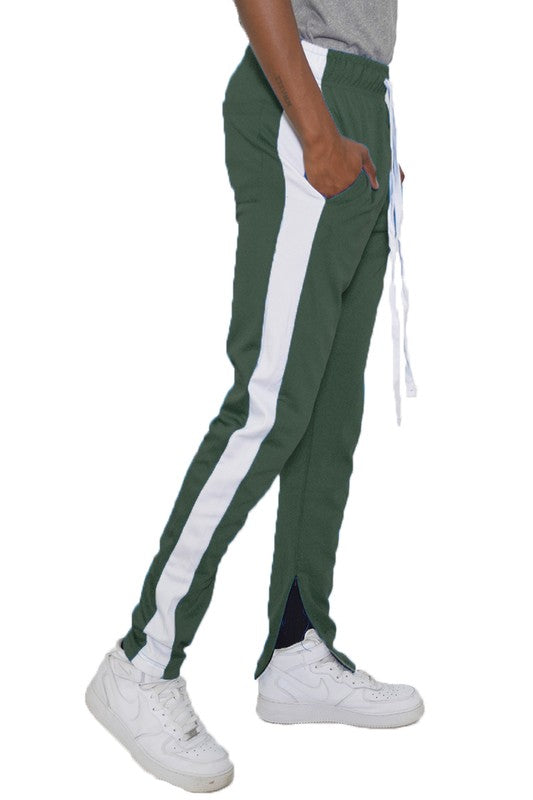 Men's Track Pants with Ankle Zipper and a Solid Side Stripe - Tigbuls Variety Fashion