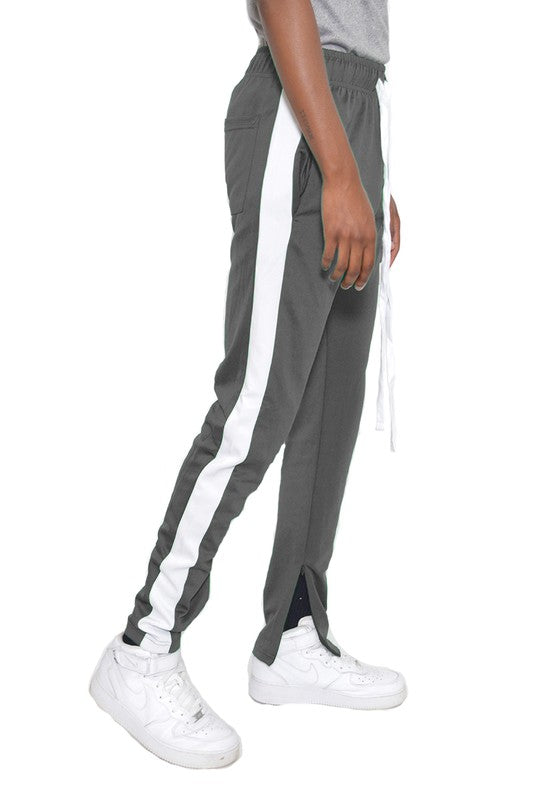 Men's Track Pants with Ankle Zipper and a Solid Side Stripe - Tigbuls Variety Fashion