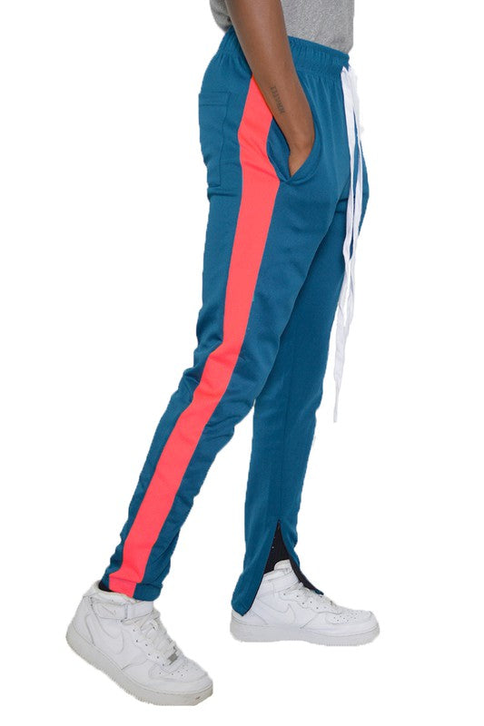 Men's Track Pants with Ankle Zipper and a Solid Side Stripe - Tigbuls Variety Fashion