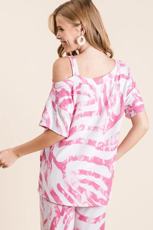 Zebra Print French Terry Fuchsia Top and Pants Set - Tigbul's Variety Fashion Shop