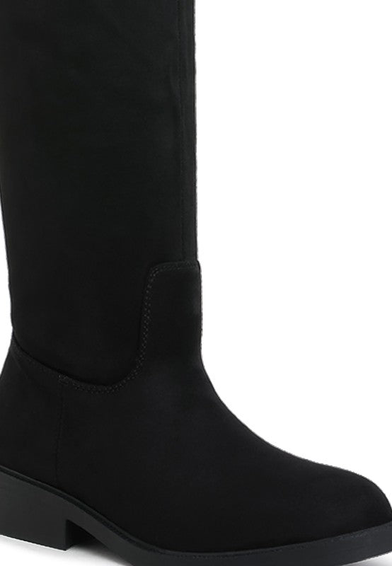 Chiru Round Toe Microfiber Calf Boots - Tigbul's Variety Fashion Shop