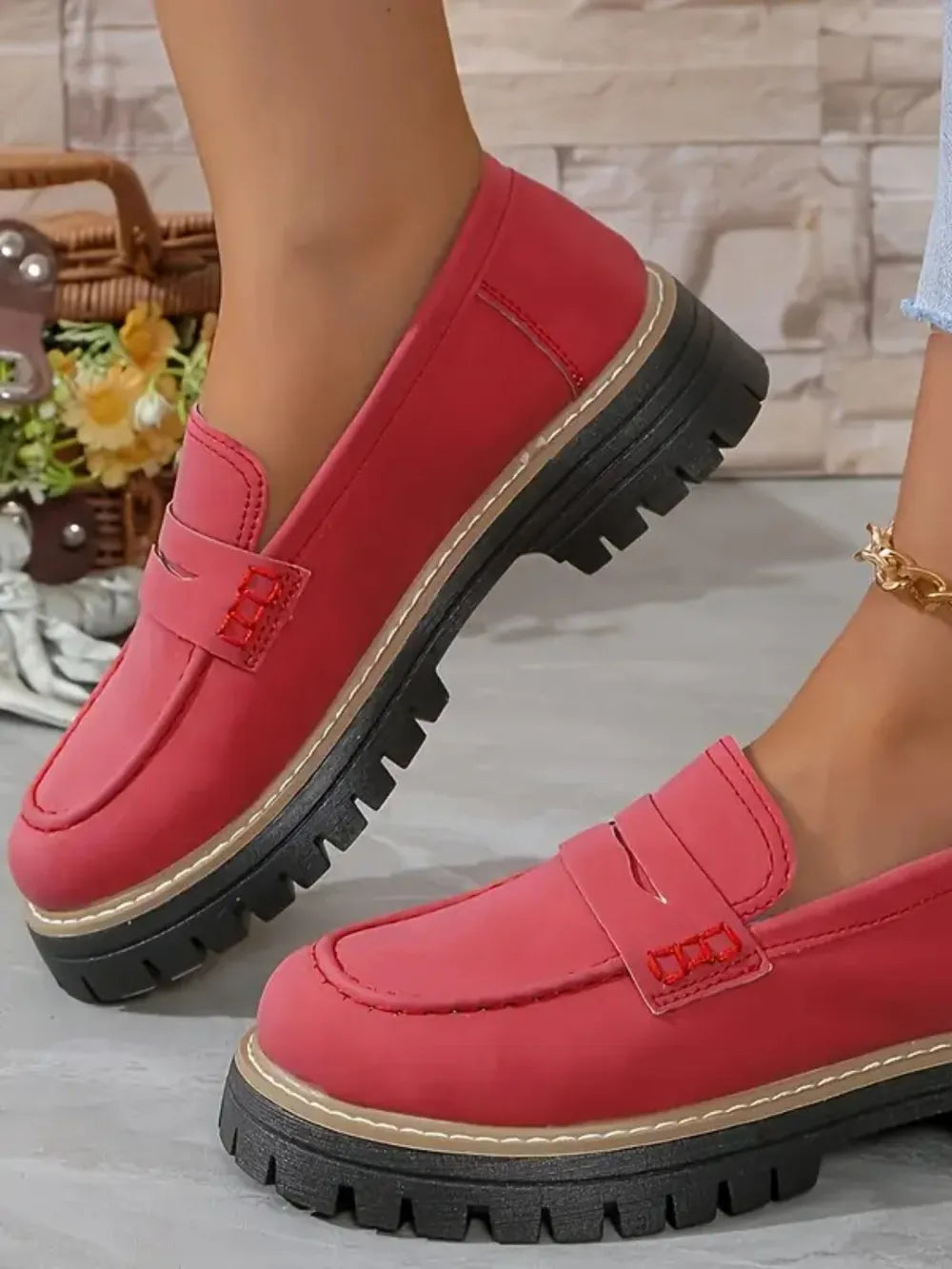 Round Toe Platform Loafers - Tigbul's Variety Fashion Shop