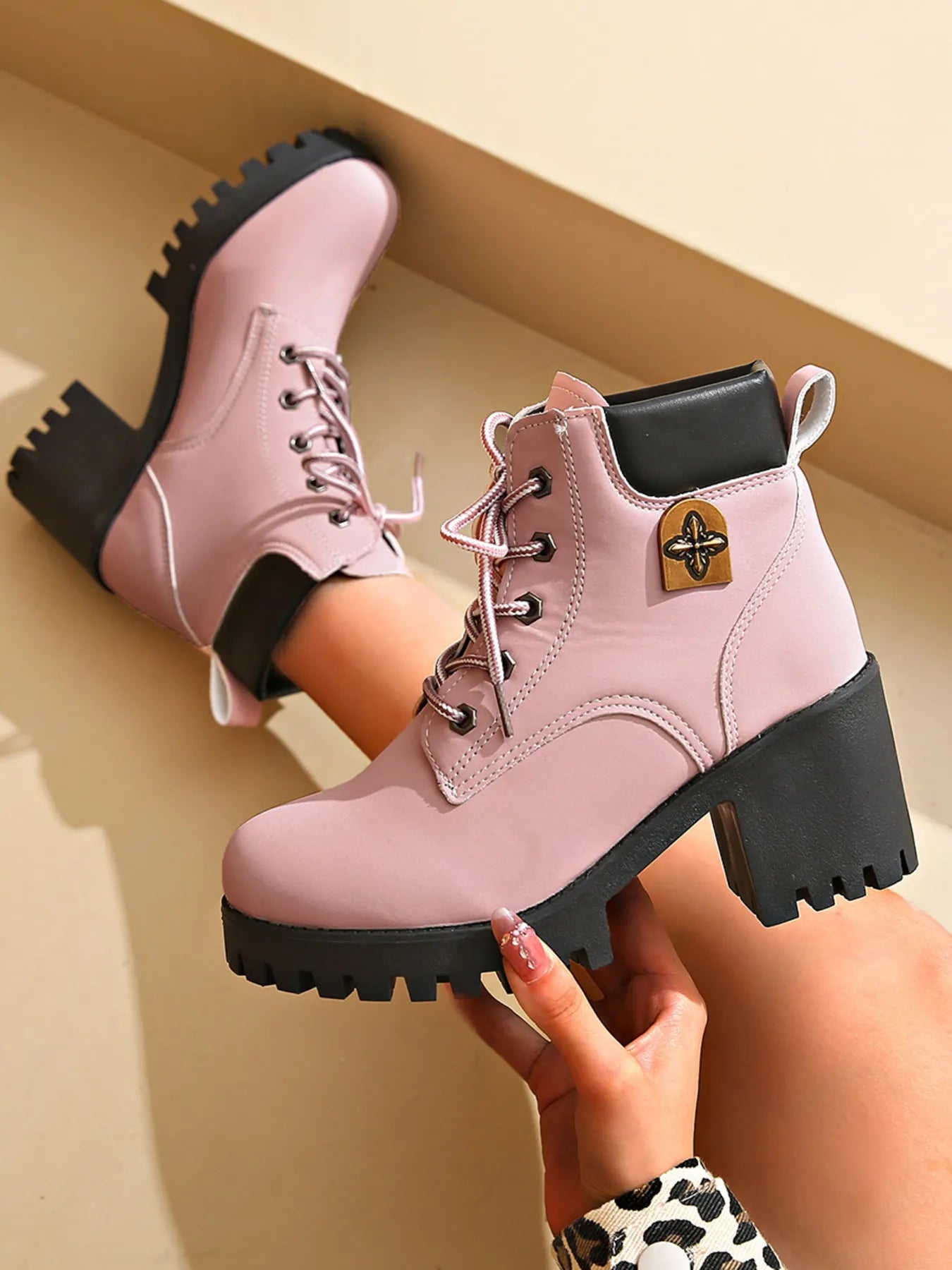 Lace Up Block Heel Boots - Tigbul's Variety Fashion Shop