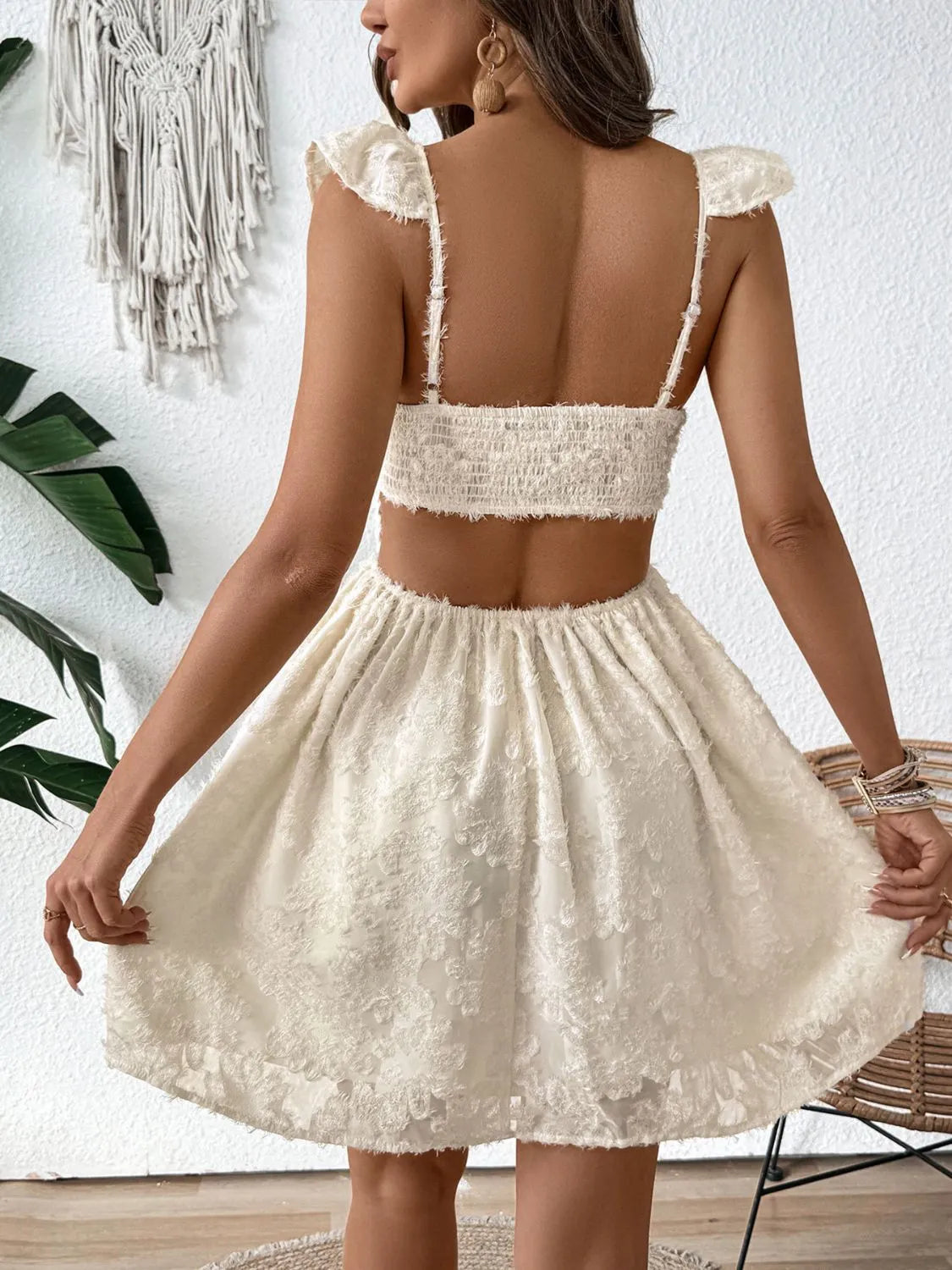 Cutout Cap Sleeve Mini Cami Dress - Tigbul's Variety Fashion Shop