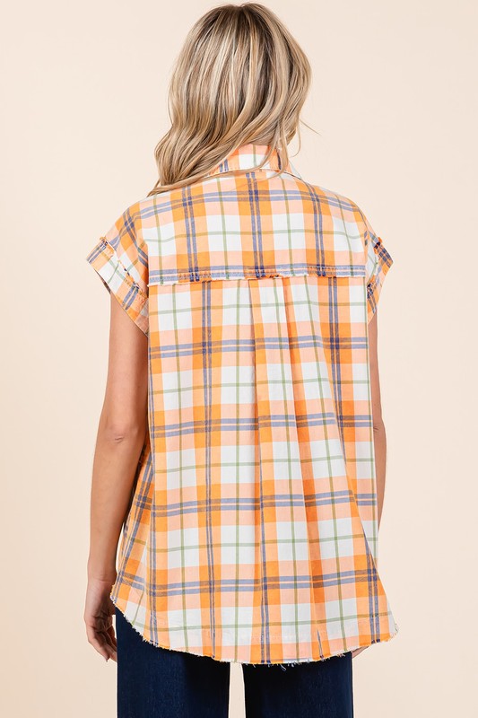Mineral Wash Plaid Button Down Shirt - Tigbul's Variety Fashion Shop