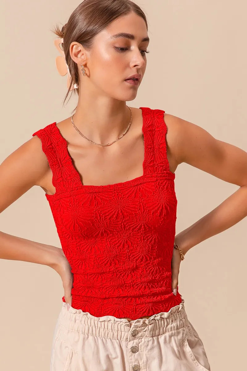 SO ME Floral Jacquard Seamless Tank Top - Tigbul's Variety Fashion Shop