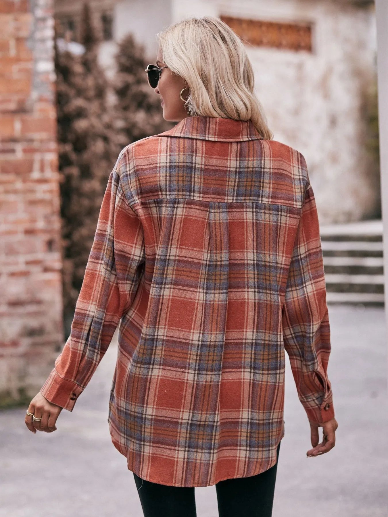 Plaid Button-Down Long Sleeve Shirt - Tigbul's Variety Fashion Shop