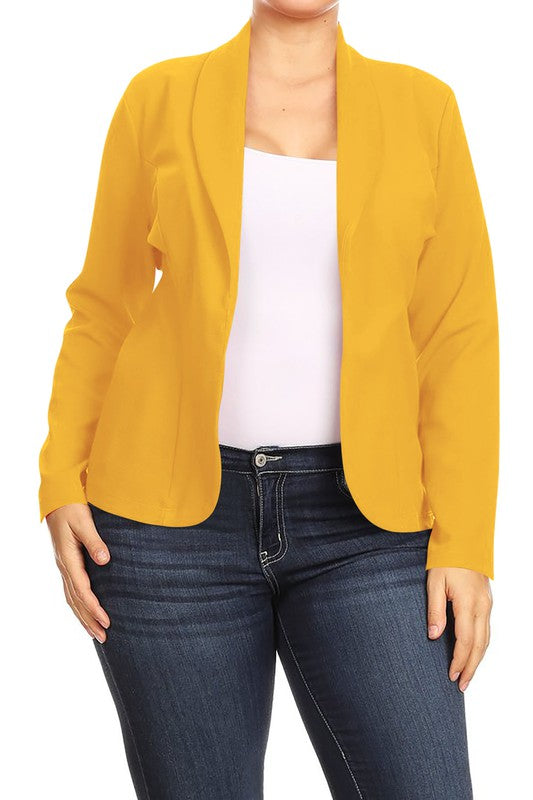 Open front Long sleeves Waist length blazer jacket - Tigbul's Variety Fashion Shop