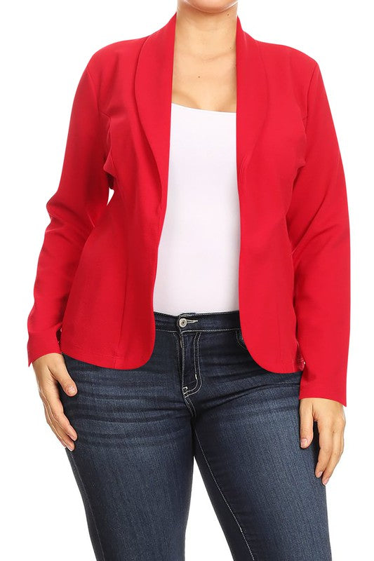 Open front Long sleeves Waist length blazer jacket - Tigbul's Variety Fashion Shop