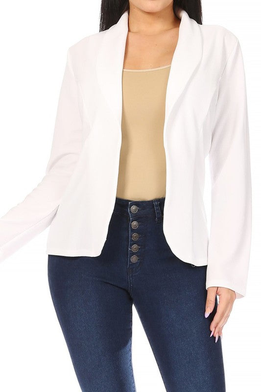 Open front Long sleeves Casual fitted style blazer - Tigbul's Variety Fashion Shop