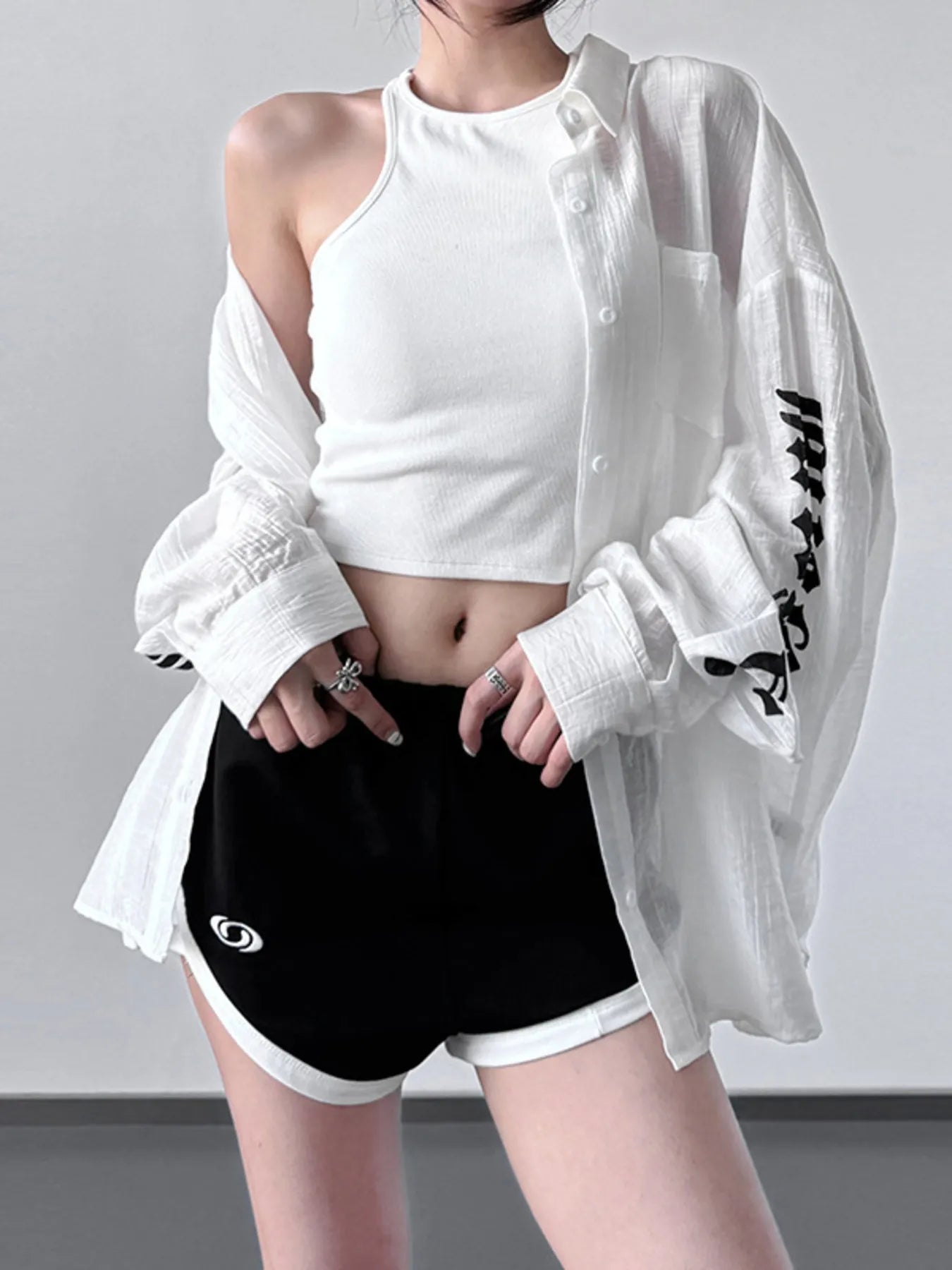 Button-Up Long Sleeve Oversized Shirt - Tigbul's Variety Fashion Shop