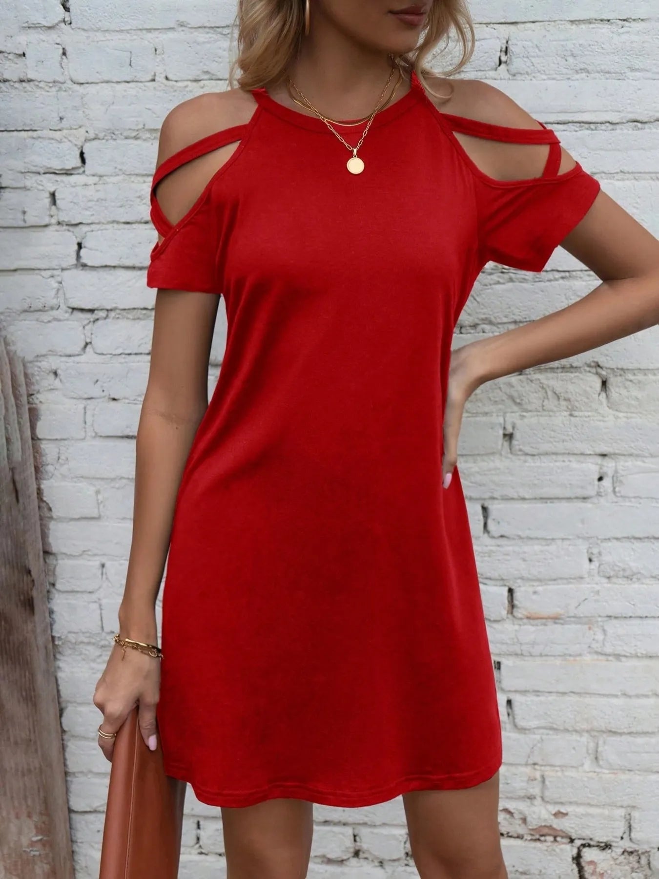 Cold Shoulder Mini Dress - Tigbul's Variety Fashion Shop