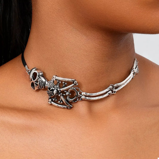 Alloy Skull Necklace and Bracelet Jewelry Set - Tigbul's Variety Fashion Shop