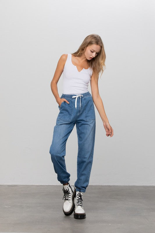 Denim Jogger Pants - Tigbul's Variety Fashion Shop