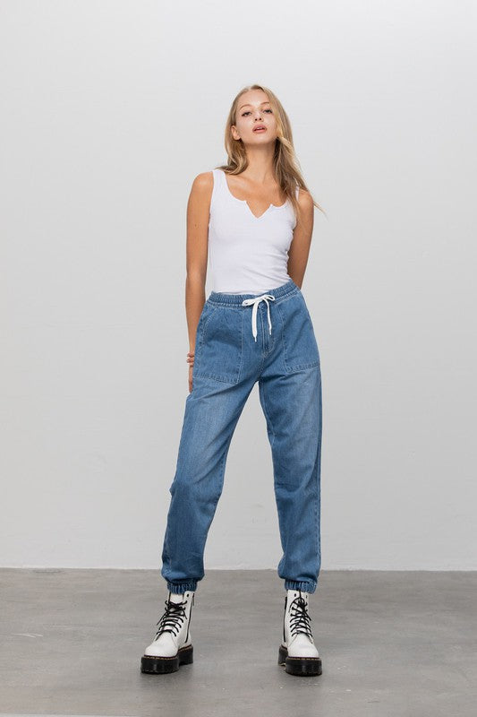 Denim Jogger Pants - Tigbul's Variety Fashion Shop